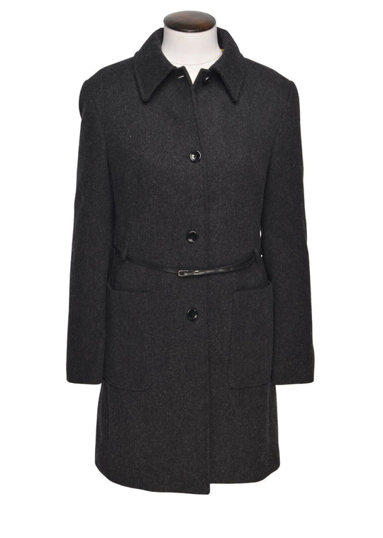 D&G DOLCE & GABBANA Coat Black Wool Cashmere Women's Belted Jacket Size 30 / 44