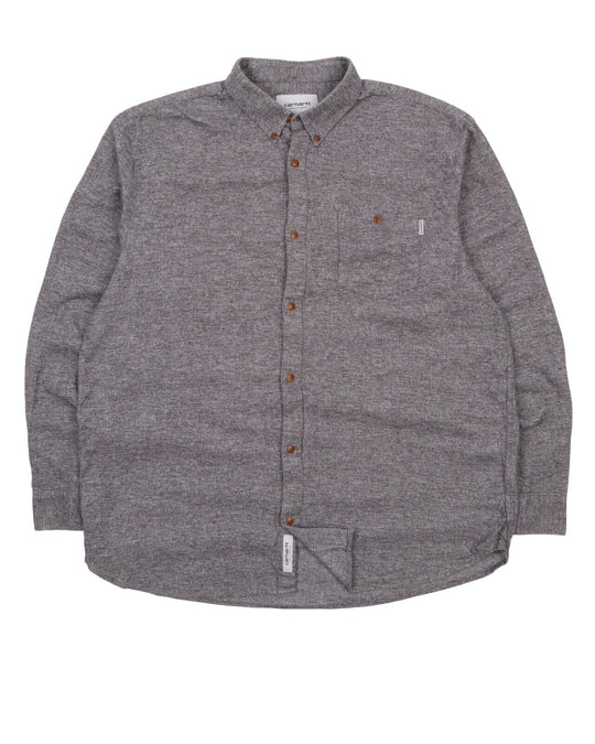 Men's CARHARTT WIP Grey Melange Cotton L/S Cram Shirt Size XXL