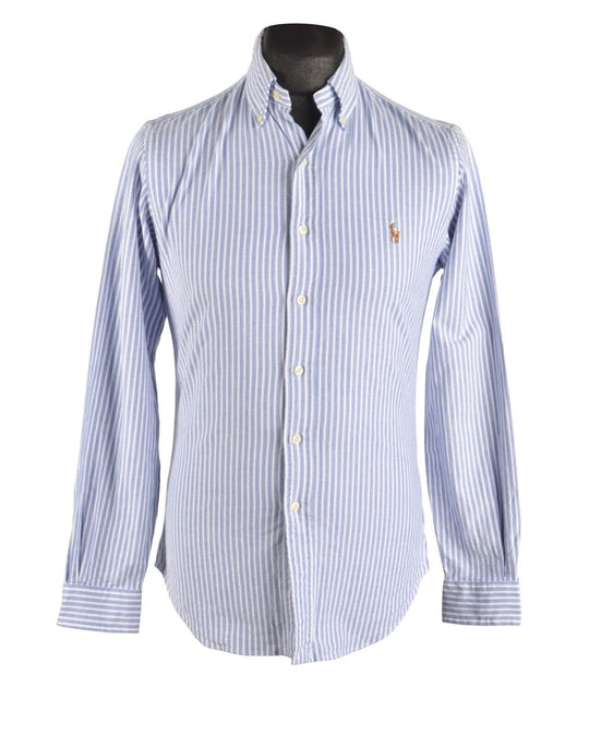 Men's RALPH LAUREN Blue Striped Oxford Cotton Slim Fit Shirt Size S