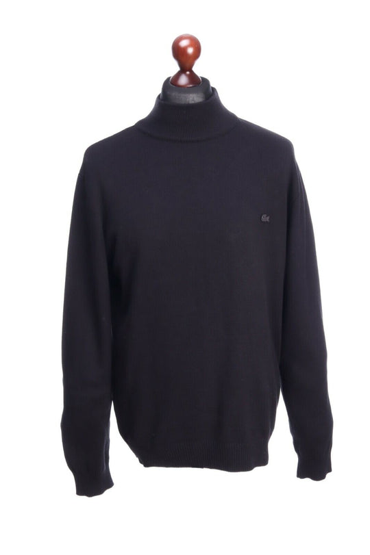 LACOSTE Black Regular Fit Cotton High-Neck Sweater Jumper Size 2XL