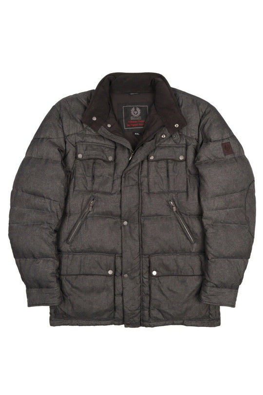 Men's BELSTAFF Grey Nylon Quilted Down Puffer Biker Jacket Size XXL