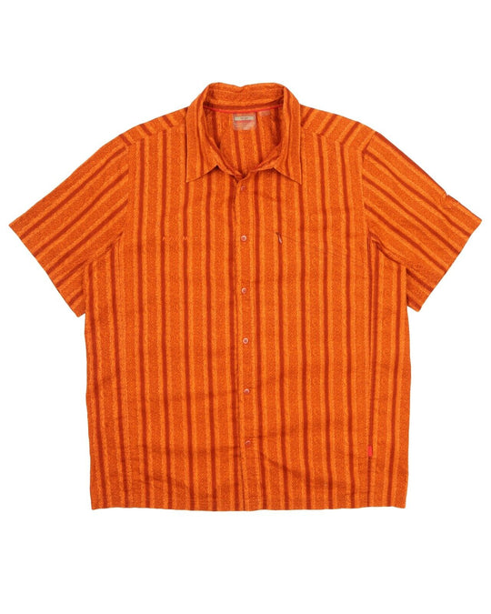 Men's MAMMUT Orange Striped Short Sleeve Shirt Size L