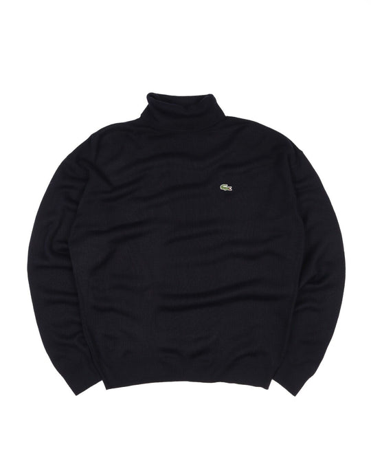 LACOSTE Sweater Turtleneck Navy Blue Wool Bled Jumper Size 8 / XXL
