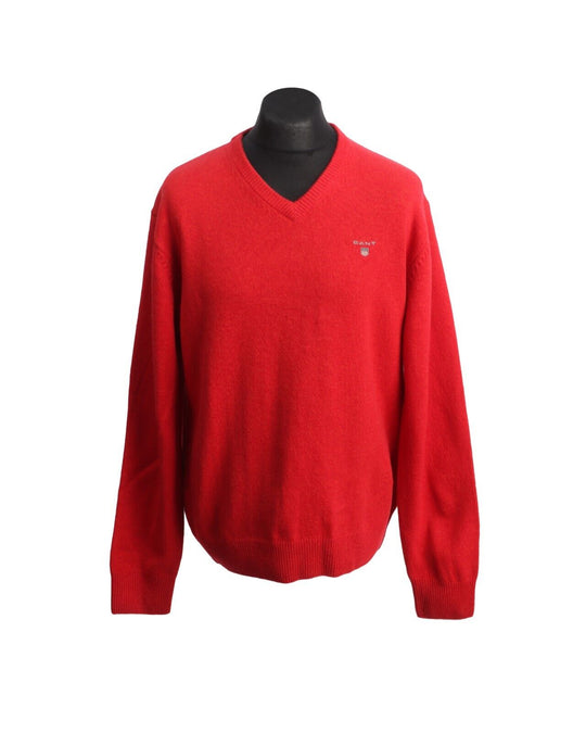 GANT Jumper Red Wool V Neck Men's Size L