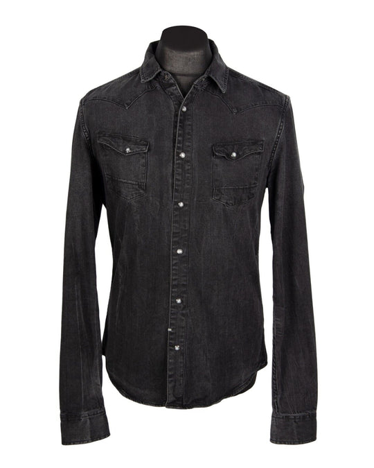 ALLSAINTS Shirt Grey Denim Cotton Mens Western Size M