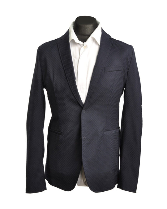 EMPORIO ARMANI Blazer Navy Blue Wool Semi Lined Mens Jacket Size 48 IT