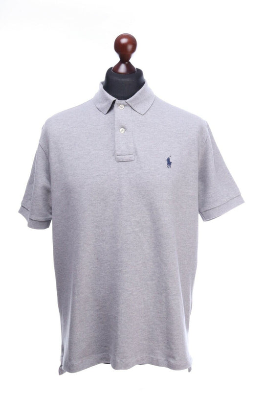 Polo RALPH LAUREN Light Grey 100% Cotton Pique SS Polo Shirt Size L