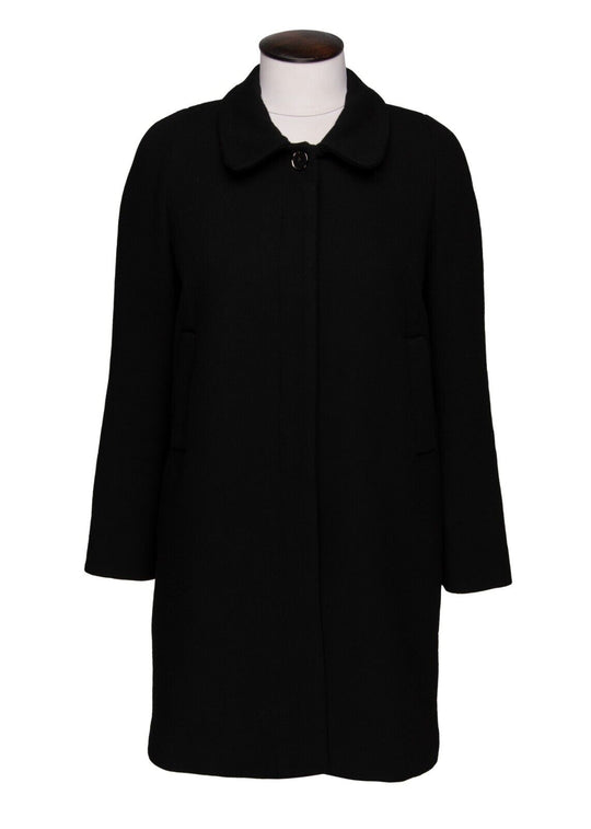 SANDRO Coat Black Viscose Cotton Women's Long Jacket Size ~L