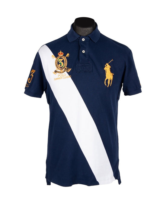 RALPH LAUREN Polo Shirt Navy Blue Pique Cotton Men's Size M