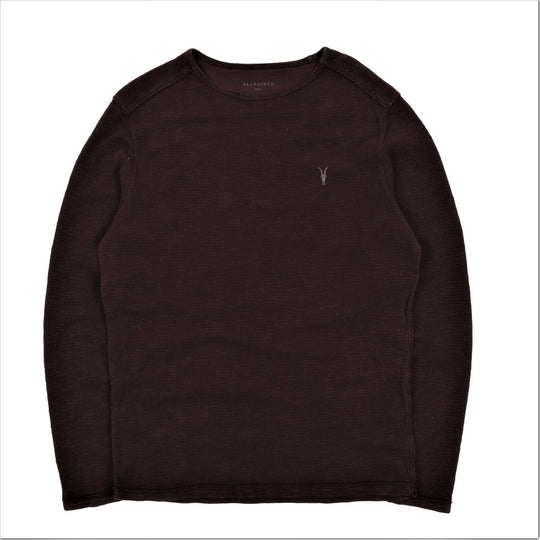 Men's ALLSAINTS Bordeaux Cotton Waffle Knit Crew Neck Jumper Size s