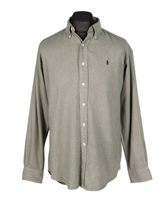 POLO RALPH LAUREN Blaire Shirt Green Houndstooth Cotton Men's Size M