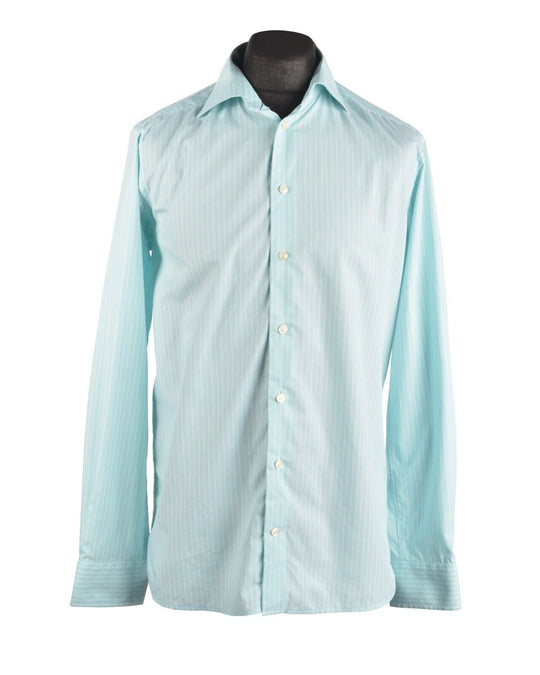 Men's ETON Green Mint Striped Cotton Contemporary Shirt Size 40 / 15