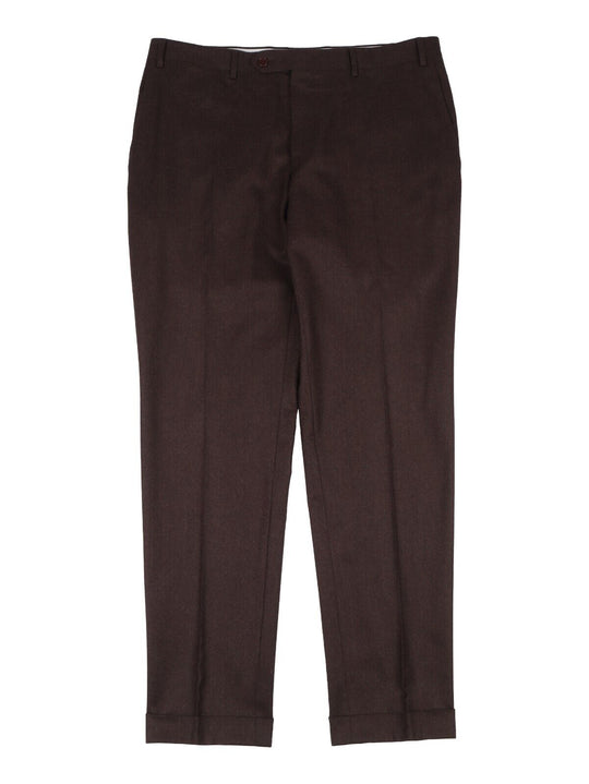 CANALI Dress Pants Choclate Brown Wool Mens Straight Leg Trousers Size 52 R