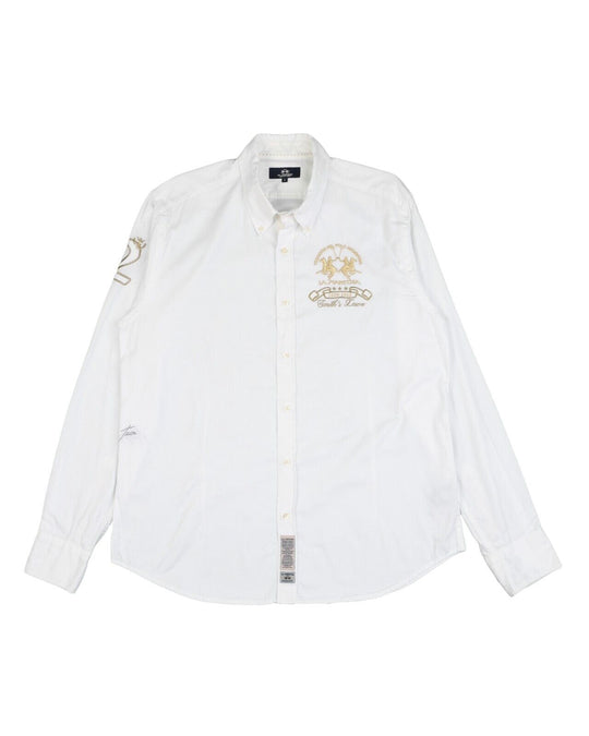 LA MARTINA Shirt White Cotton Mens Button Down Size L