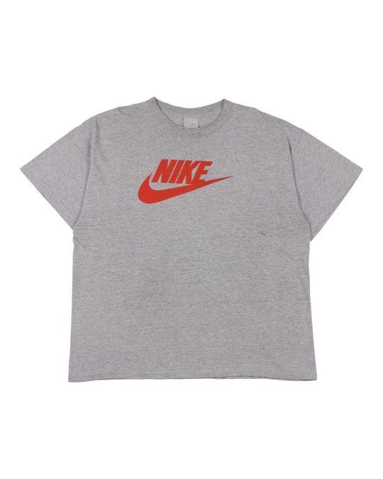 Vintage NIKE T-Shirt Gray Cotton Men's Short Sleeve Big Logo Tee Size XL