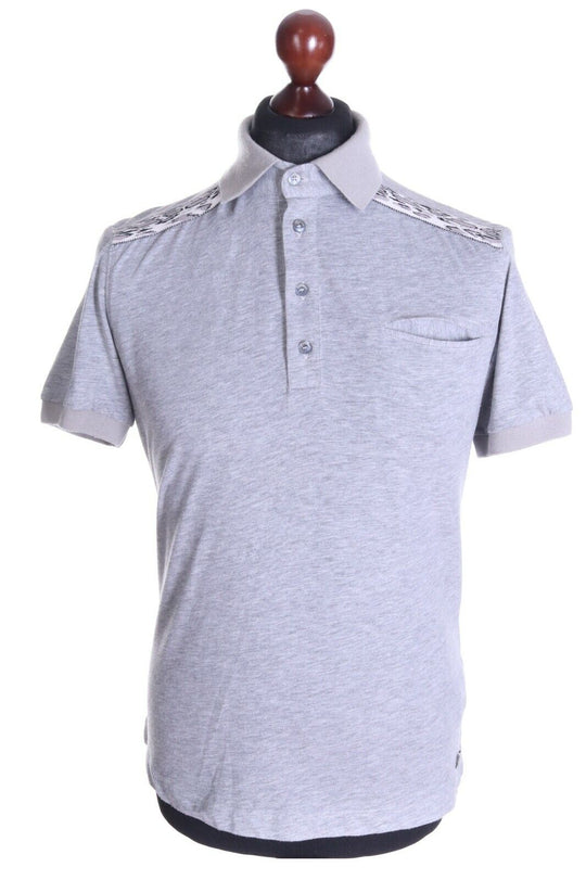 Men's GALLIANO Light Grey Cotton Blend SS Polo Shirt Size s