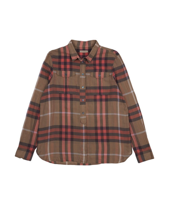 BURBERRY Pullover Shirt Brown Nova Check Cotton Womens Size L
