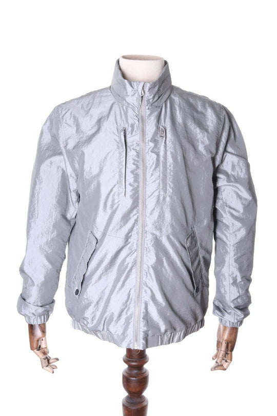 Men's G-STAR RAW DENIM Silver Nylon Lightweight Windbreaker Jacket Size XL