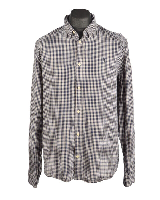 ALLSAINTS Blue Check Cotton Men's Shirt Size XL