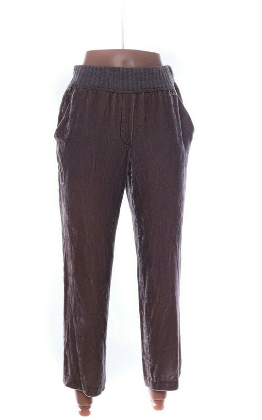 ESCADA Sport Stage Grey Silk Blend Velvet Relax Fit Straight Sweat Pants Size 34
