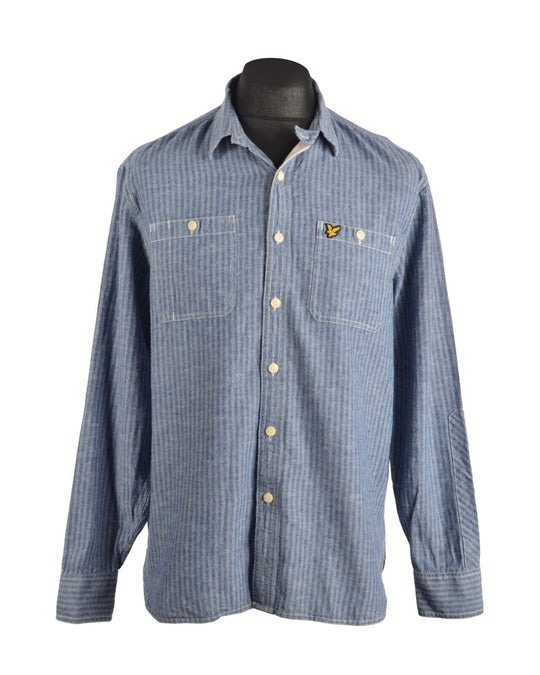 Men's LYLE SCOTT Blue Striped Oxford Cotton Shirt Size L