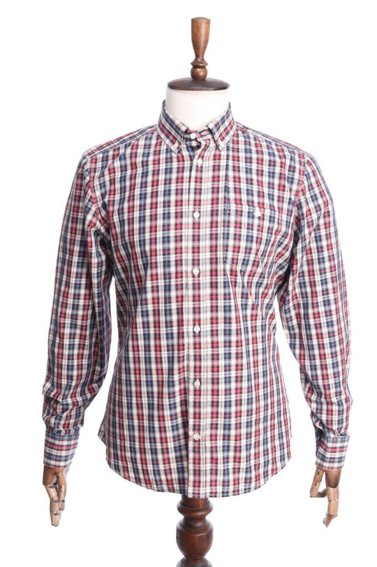 HACKETT LONDON Multicolored Finest Cotton Check Button-Down Slim Shirt Size L