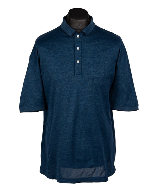 GRAN SASSO Polo Shirt Navy Cotton Men's Short Sleeve Size 56
