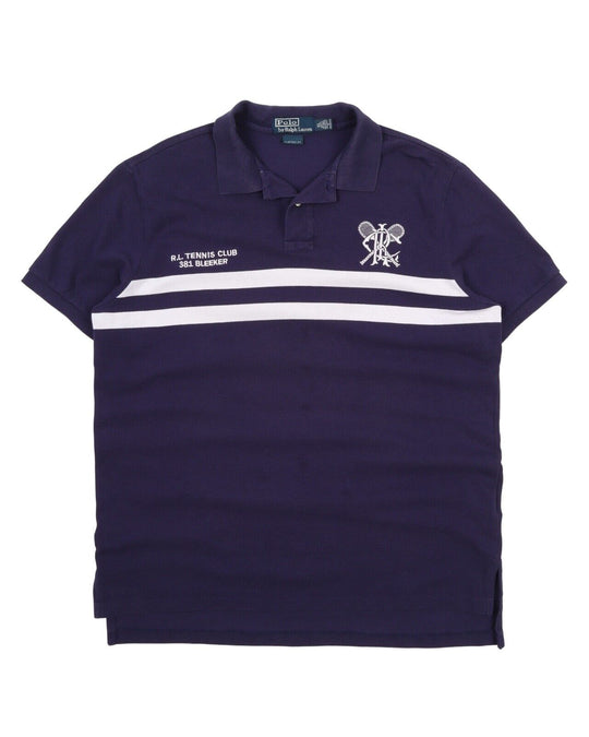 Men's Polo RALPH LAUREN Tennis Navy Blue Pique Polo Shirt Size XL