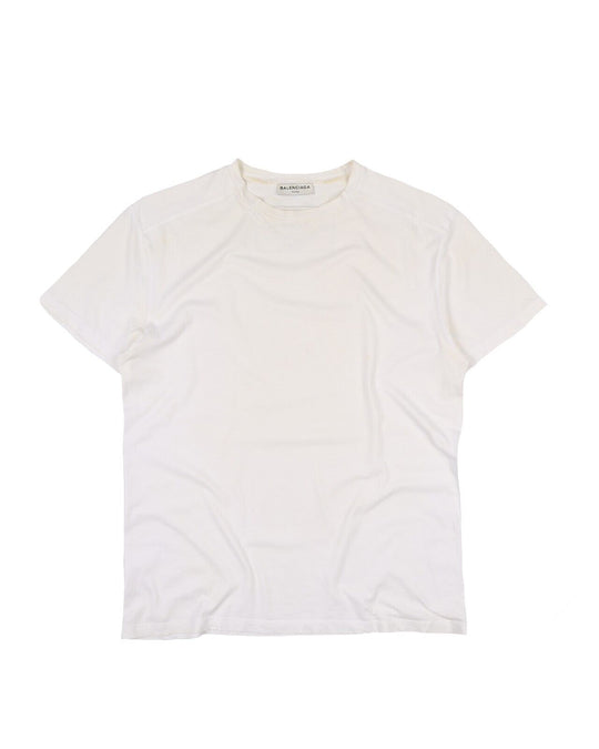 BALENCIAGA White Cotton Back Stamp Logo Men's T-Shirt Size S