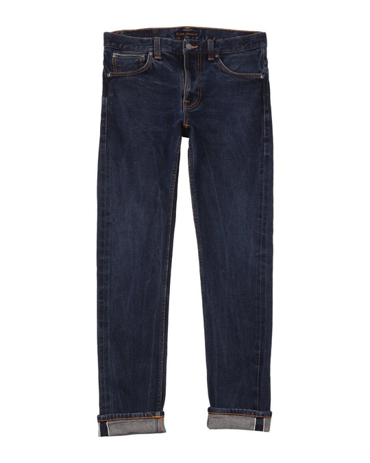NUDIE Jeans Navy Blue Selvage Cotton Mens Denim Size 32 / 34