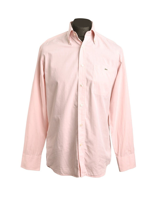 LACOSTE Shirt Pink Striped Cotton Size 39