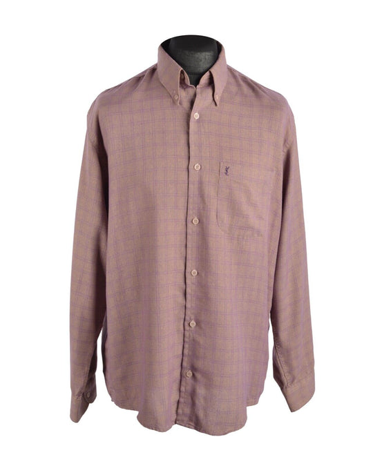 Men's YVES SAINT LAURENT Multicolor Check Casual Shirt Sz L