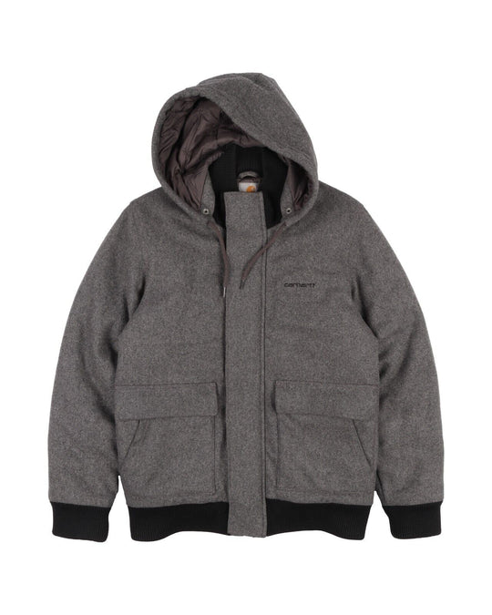 CARHARTT Radial Jacket Hooded Grey Wool Men's Bomber Size M