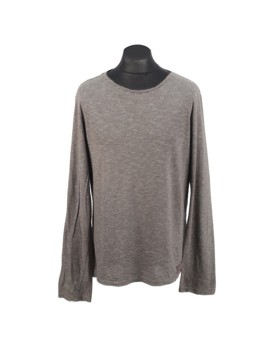 ALLSAINTS Lonsleeve T-Shirt Black Striped Cotton Men's Size XL