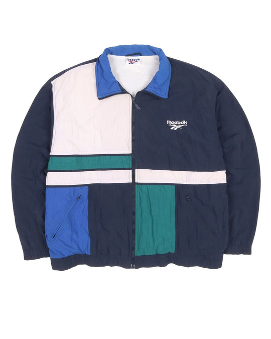 Men's Vintage REEBOK Blue Colorblock Track Top Zip Jacket Size XXL