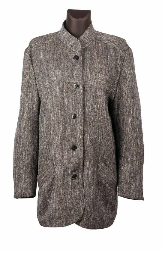 Women's GIVENCHY EN PLUS Vintage Grey Brown Wool Elongated Jacket Size 16w