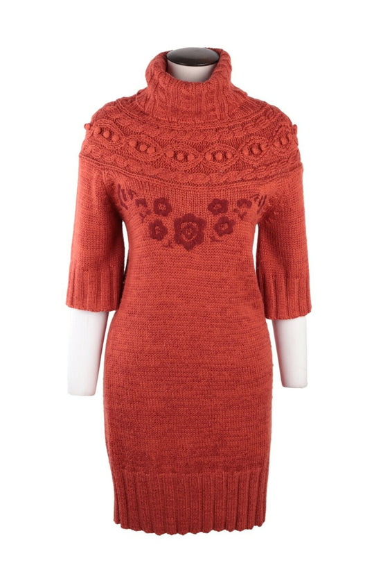Women's BURBERRY Red High Neck Knitted Jumper Dress Size s
