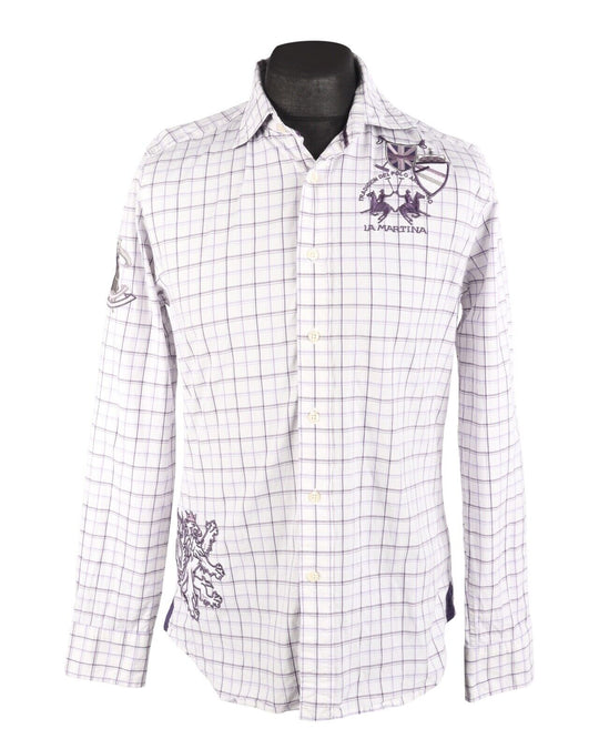 LA MARTINA White Check Cotton Men Shirt Size L