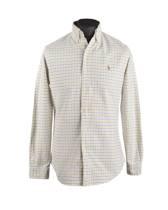 Men's RALPH LAUREN Blue Yellow Check Oxford Cotton Shirt Size S