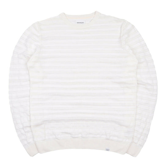 Men's NORSE PROJECTS White Sigfred Cotton Linen Stripe Crew Neck Jumper Size L