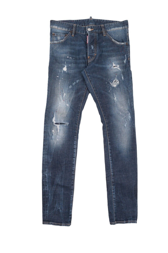 Men's DSQUARED2 Blue Cotton Faded Distressed Denim Jeans Size 46 / 30