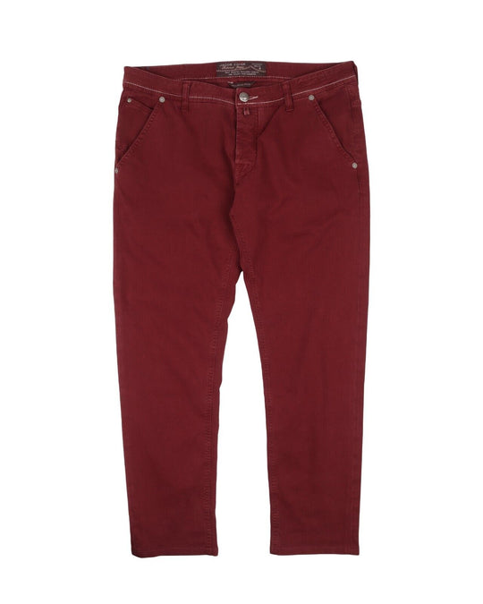 JACOB COHEN 5 Pocket Jeans Bordo Red Cotton Mens Trousers Size 38