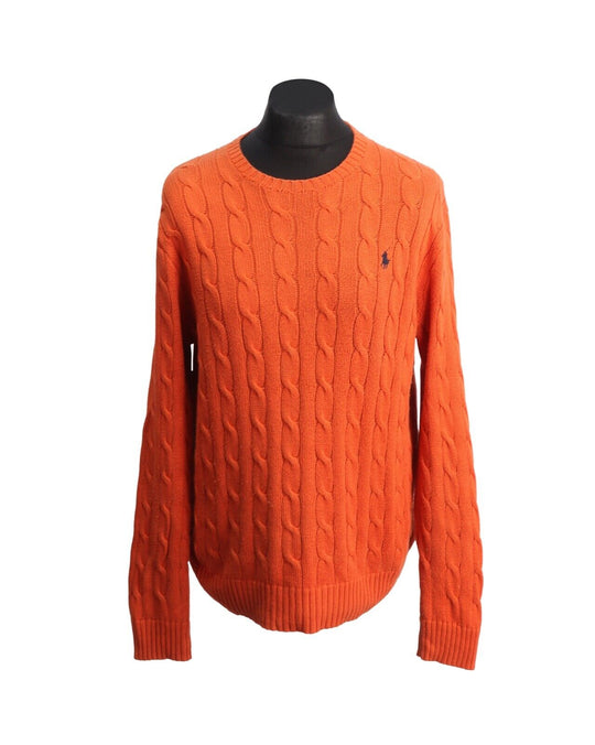 Polo RALPH LAUREN Orange Cotton Cable Knit Men's Jumper Size M