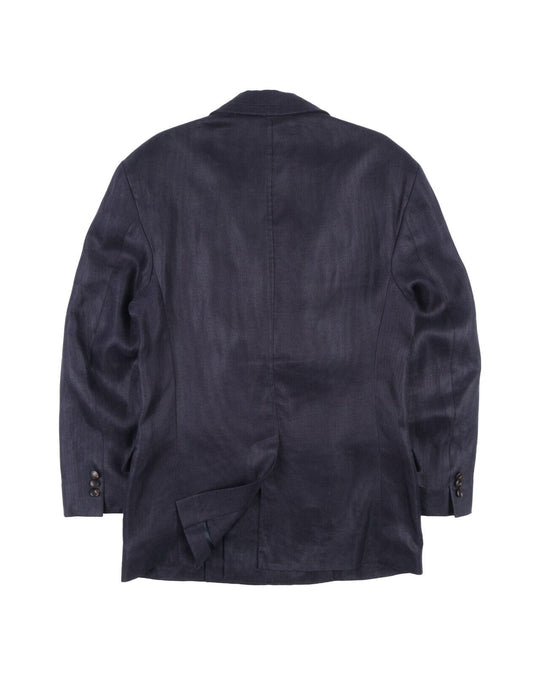 BRIONI Club Blazer Blue Double Breasted Linen Jacket Men's Size XL