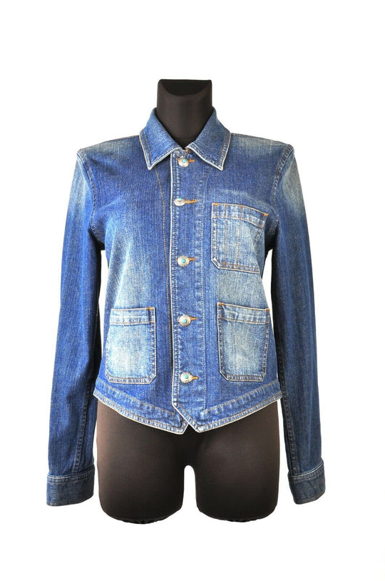 Women's LAUREN JEANS CO RALPH LAUREN Blue Multipocket Denim Jacket Size M