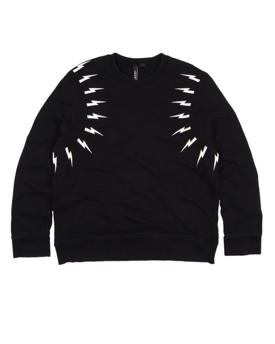 NEIL BARRET Black Lightning Crew Neck Jumper Sweatshirt Men's Size XL