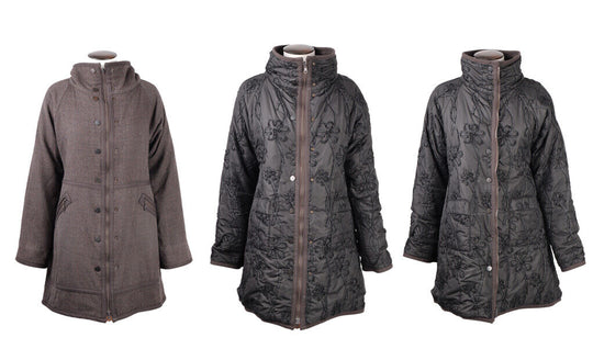 Women's HELENE CLEMENT BASEL Grey / Black Reversible Coat Jacket Size 1