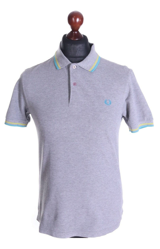 Men's FRED PERRY Grey 100% Cotton Pique SS Polo Shirt Size s