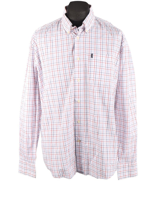 BARBOUR Patrick Shirt Tailored Fit White Check Cotton Pocket Men's  Size XXL
