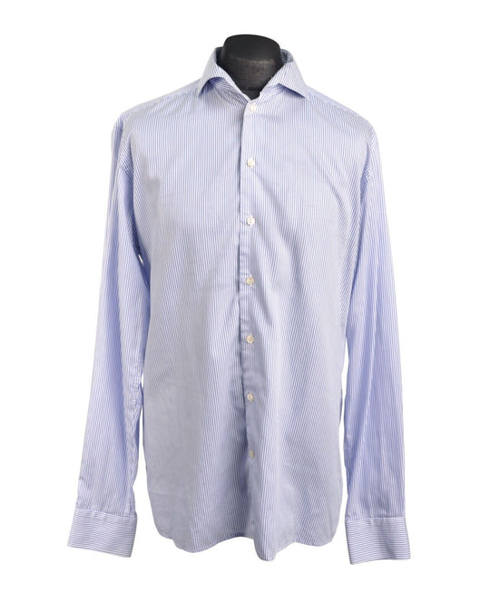 ETON Shirt  Contemporary Blue Striped Cotton Men's Size 43 / 17